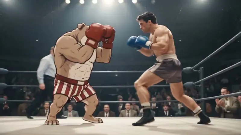 Cartoon Bulldog vs Live-Action Boxer preview